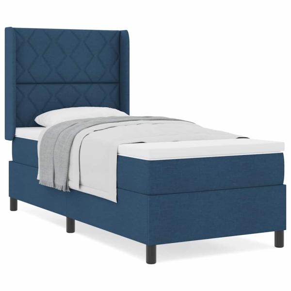 Boxspringbett mit Matratze Blau 90x200 cm Stoff