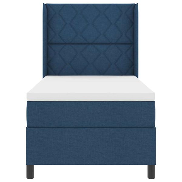 Boxspringbett mit Matratze Blau 90x200 cm Stoff