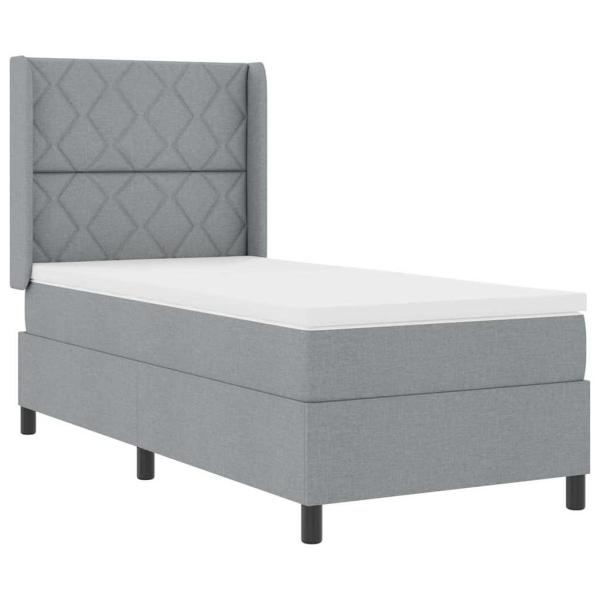 Boxspringbett mit Matratze Hellgrau 100x200 cm Stoff