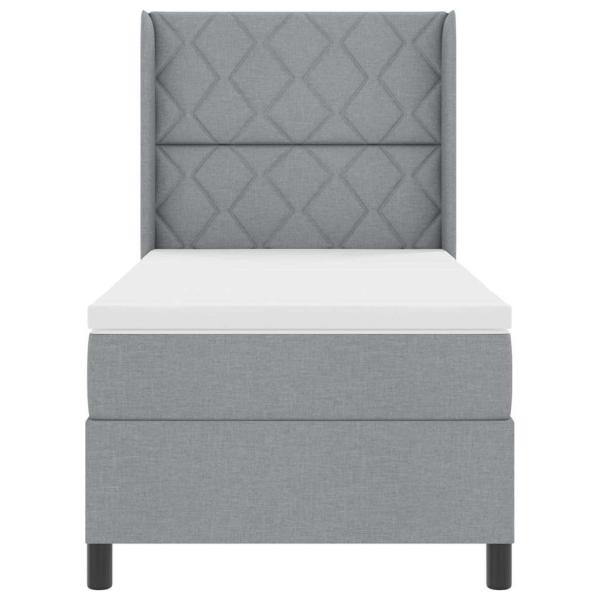 Boxspringbett mit Matratze Hellgrau 100x200 cm Stoff