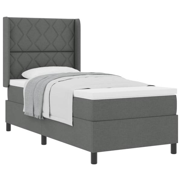 Boxspringbett mit Matratze Dunkelgrau 100x200 cm Stoff