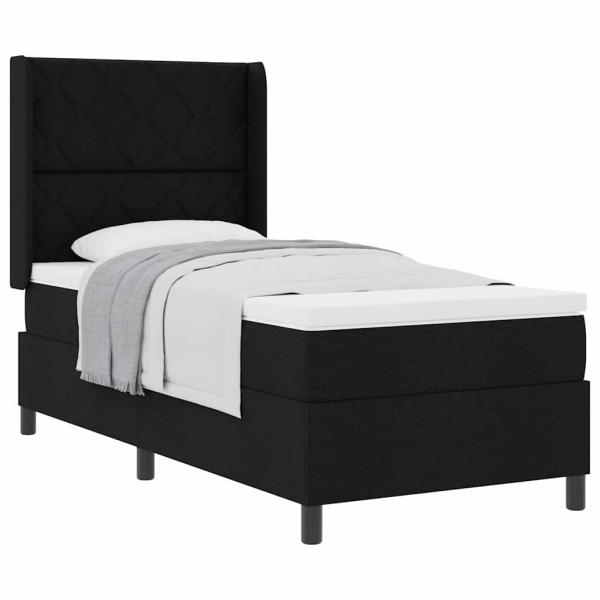Boxspringbett mit Matratze Schwarz 100x200 cm Stoff