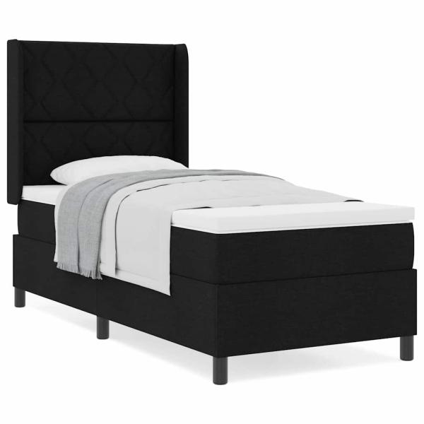 Boxspringbett mit Matratze Schwarz 100x200 cm Stoff