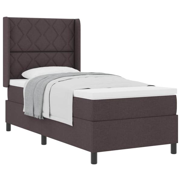 Boxspringbett mit Matratze Dunkelbraun 100x200 cm Stoff