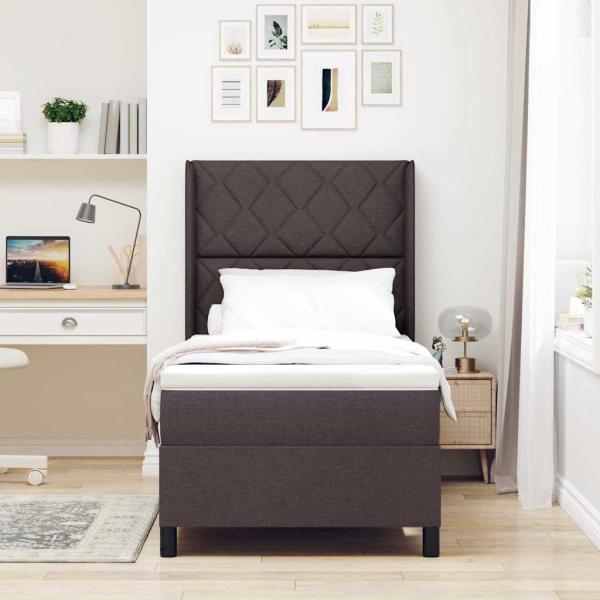 Boxspringbett mit Matratze Dunkelbraun 100x200 cm Stoff
