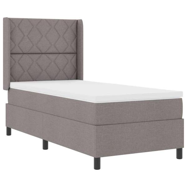 ARDEBO.de - Boxspringbett mit Matratze Taupe 100x200 cm Stoff