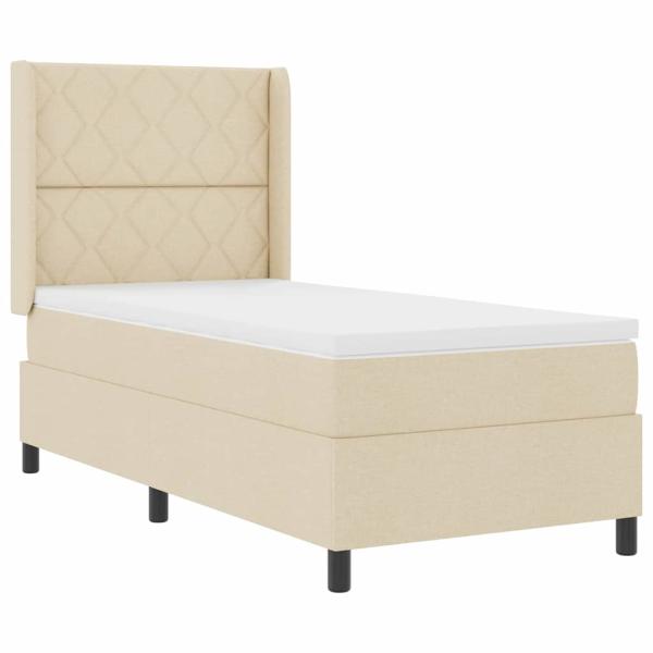 Boxspringbett mit Matratze Creme 100x200 cm Stoff