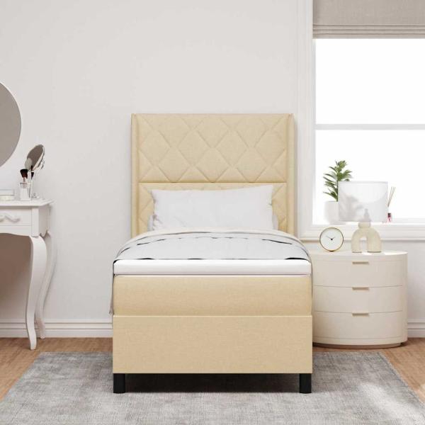 Boxspringbett mit Matratze Creme 100x200 cm Stoff