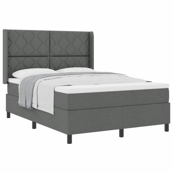 Boxspringbett mit Matratze Dunkelgrau 140x190 cm Stoff