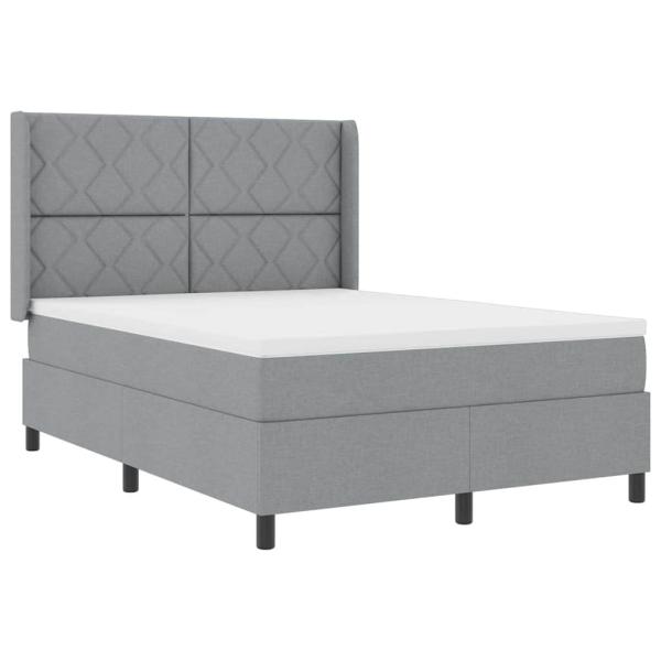 Boxspringbett mit Matratze Hellgrau 140x200 cm Stoff