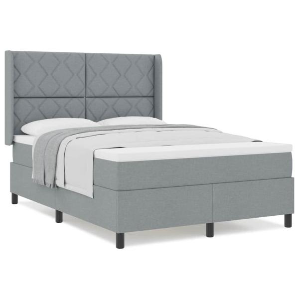 Boxspringbett mit Matratze Hellgrau 140x200 cm Stoff