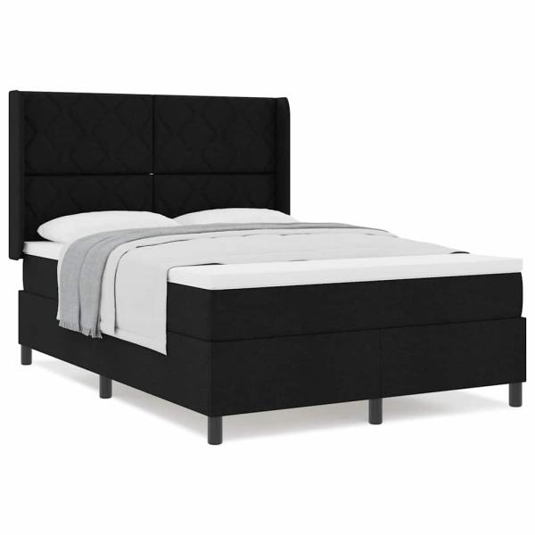 Boxspringbett mit Matratze Schwarz 140x200 cm Stoff