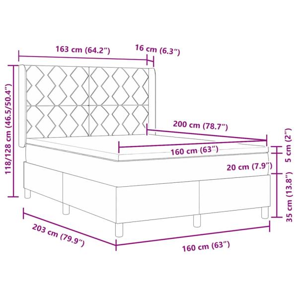 Boxspringbett mit Matratze Hellgrau 160x200 cm Stoff