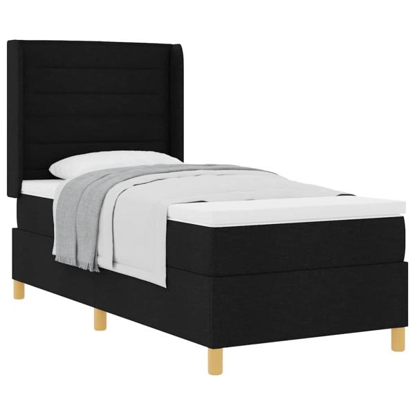 Boxspringbett mit Matratze Schwarz 100x200 cm Stoff