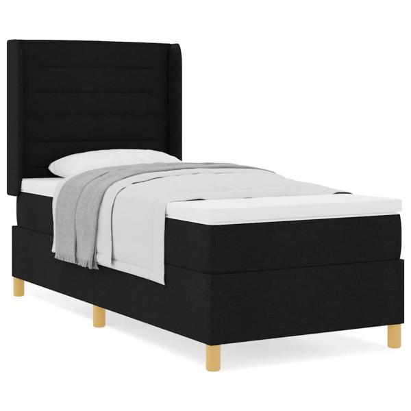 Boxspringbett mit Matratze Schwarz 100x200 cm Stoff