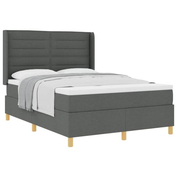 Boxspringbett mit Matratze Dunkelgrau 140x200 cm Stoff