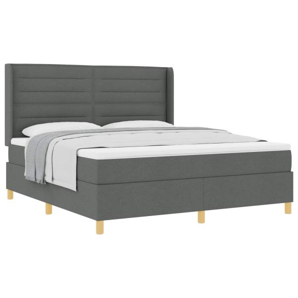 ARDEBO.de - Boxspringbett mit Matratze Dunkelgrau 180x200 cm Stoff
