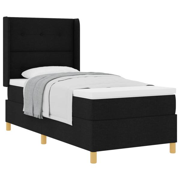 Boxspringbett mit Kopfteil Schwarz 80 x 200 cm Stoff