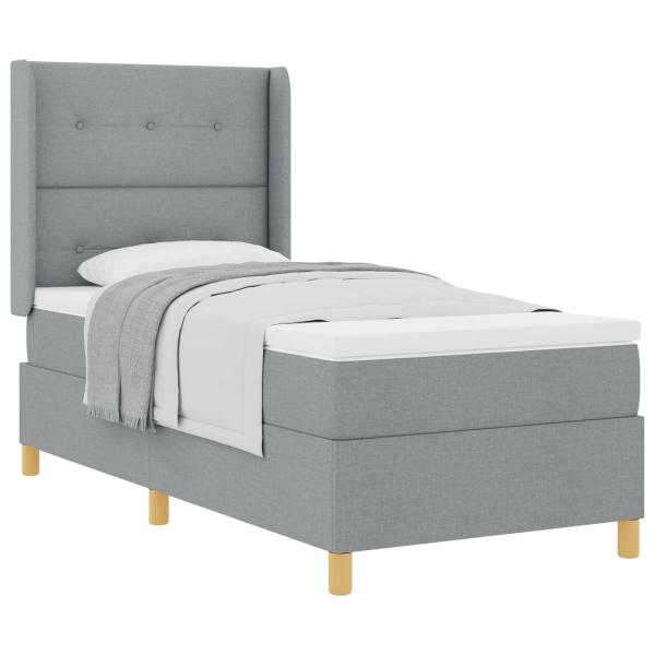 Boxspringbett mit Matratze Hellgrau 90x200 cm Stoff