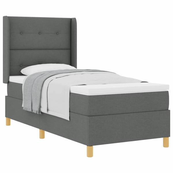 Boxspringbett mit Matratze Dunkelgrau 90x200 cm Stoff