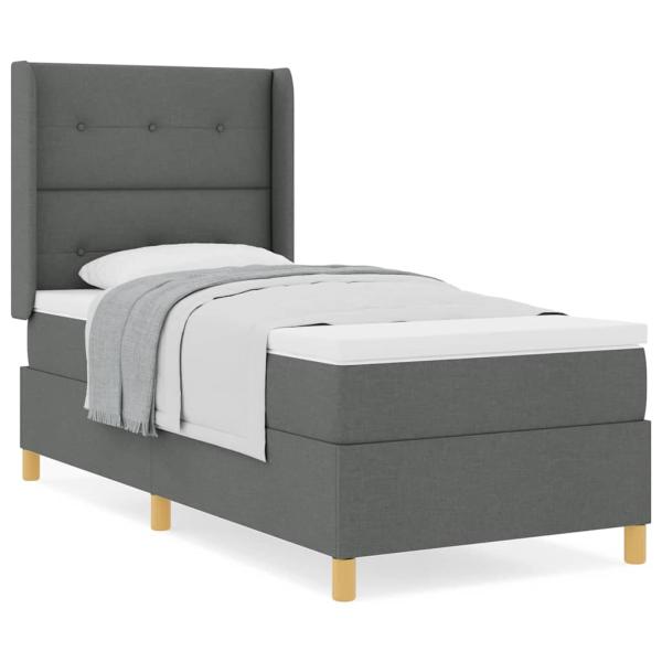 Boxspringbett mit Matratze Dunkelgrau 90x200 cm Stoff