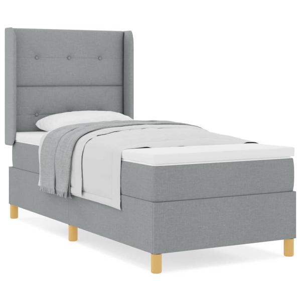 Boxspringbett mit Matratze Hellgrau 100x200 cm Stoff
