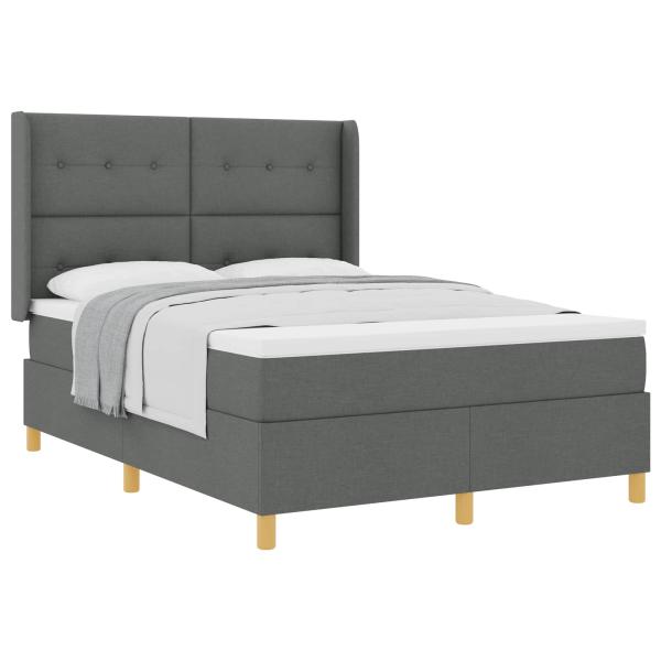 Boxspringbett mit Matratze Dunkelgrau 140x200 cm Stoff