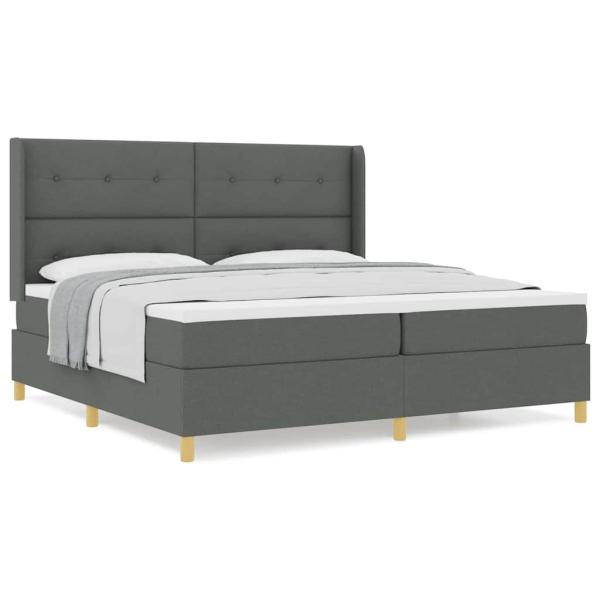 Boxspringbett mit Matratze Dunkelgrau 200x200 cm Stoff