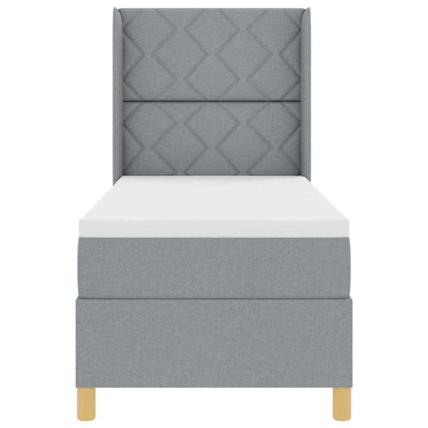 Boxspringbett mit Matratze Hellgrau 80x200 cm Stoff