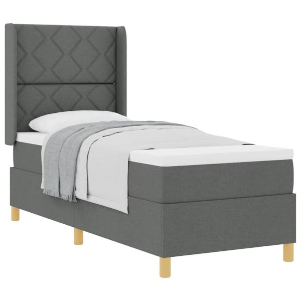 Boxspringbett mit Matratze Dunkelgrau 80x200 cm Stoff
