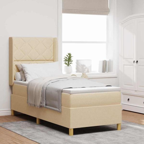 ARDEBO.de - Boxspringbett mit Matratze Creme 80x200 cm Stoff