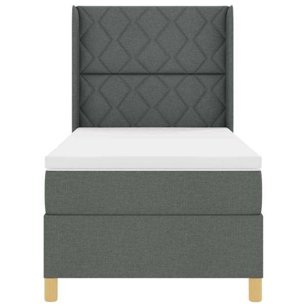 Boxspringbett mit Matratze Dunkelgrau 100x200 cm Stoff
