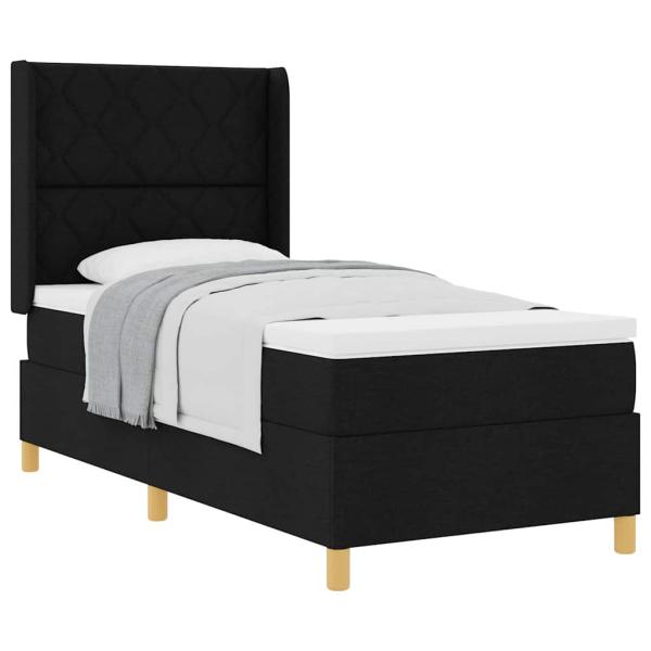 Boxspringbett mit Matratze Schwarz 100x200 cm Fabric