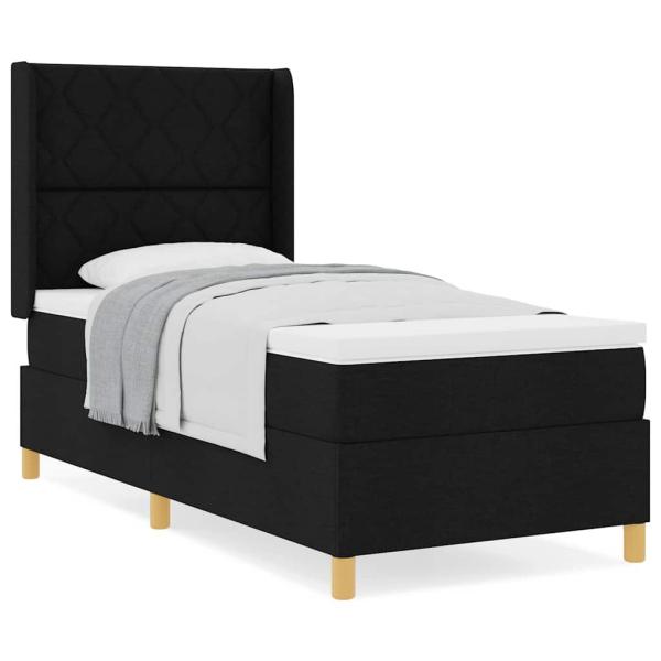 Boxspringbett mit Matratze Schwarz 100x200 cm Fabric