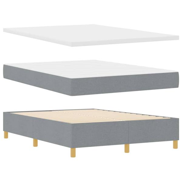 ARDEBO.de - Boxspringbett mit Matratze Hellgrau 140x200 cm Stoff
