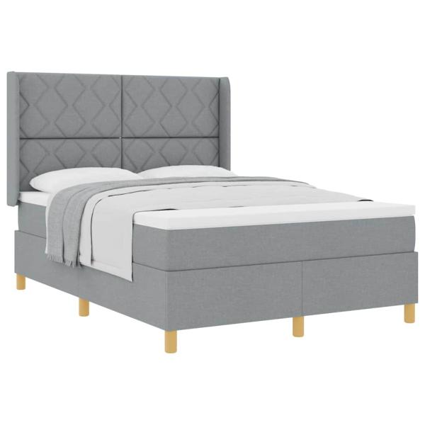 Boxspringbett mit Matratze Hellgrau 140x200 cm Stoff