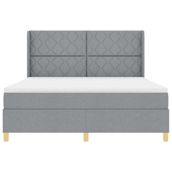 Boxspringbett mit Matratze Hellgrau 180x200 cm Stoff