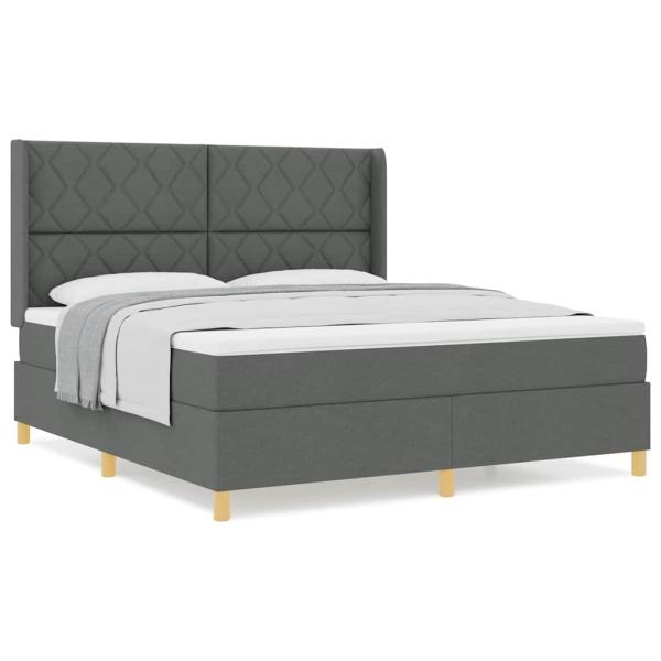 Boxspringbett mit Matratze Dunkelgrau 180x200 cm Stoff