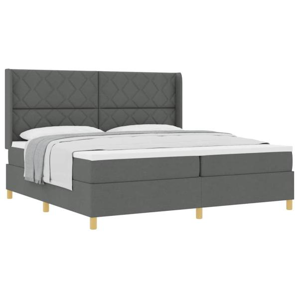 Boxspringbett mit Matratze Dunkelgrau 200x200 cm Stoff