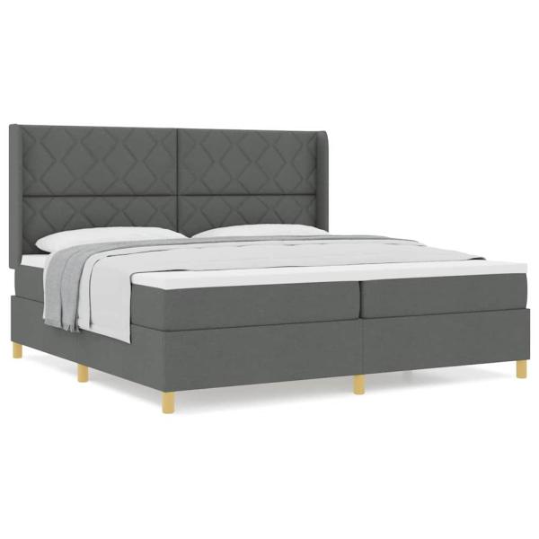 Boxspringbett mit Matratze Dunkelgrau 200x200 cm Stoff