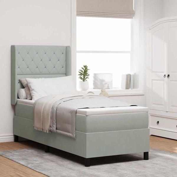 ARDEBO.de - Boxspringbett mit Matratze Hellgrau 80x200 cm Samt