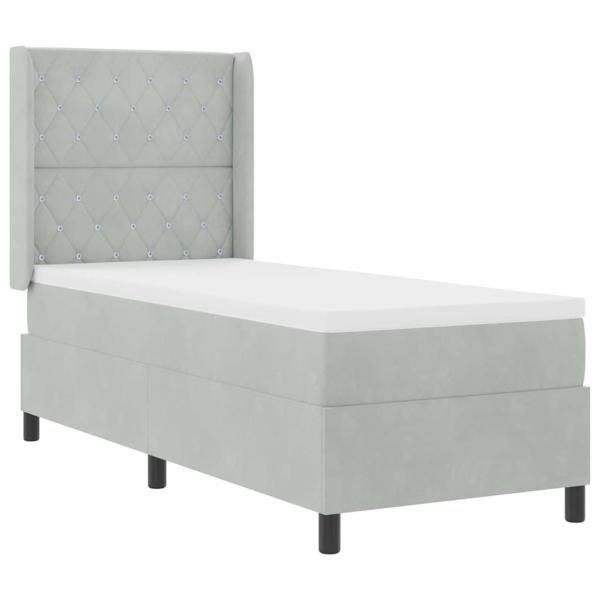 Boxspringbett mit Matratze Hellgrau 80x200 cm Samt
