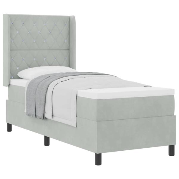 Boxspringbett mit Matratze Hellgrau 80x200 cm Samt