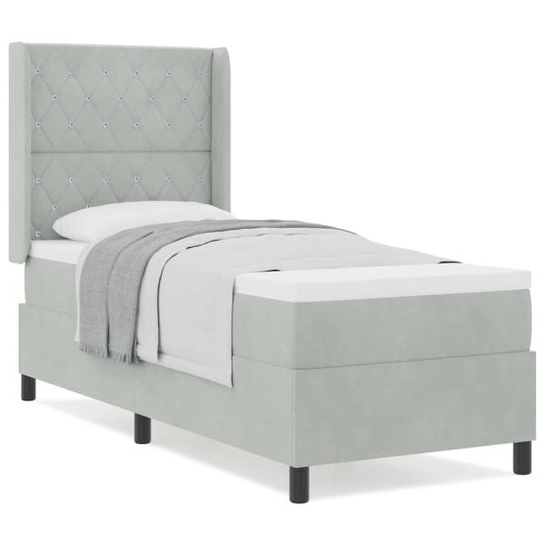 Boxspringbett mit Matratze Hellgrau 80x200 cm Samt