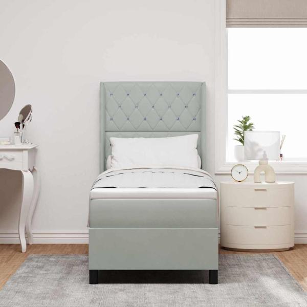 Boxspringbett mit Matratze Hellgrau 80x200 cm Samt