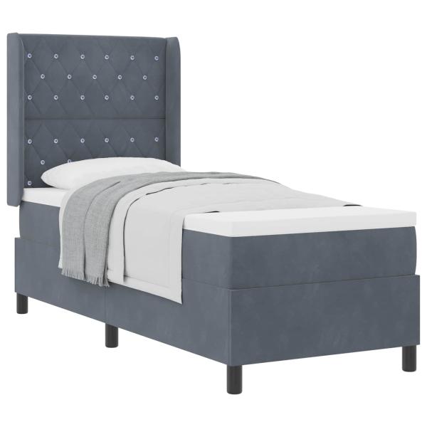 Boxspringbett mit Matratze Dunkelgrau 80x200 cm Samt