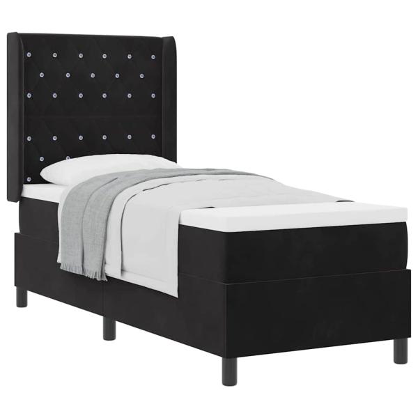 Boxspringbett mit Matratze Schwarz 80x200 cm Samt