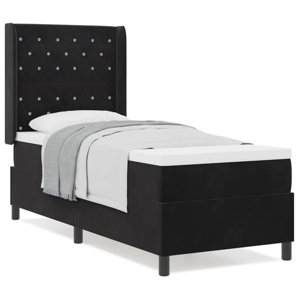 Boxspringbett mit Matratze Schwarz 80x200 cm Samt