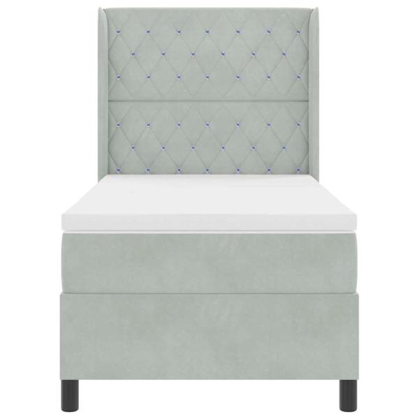 Boxspringbett mit Matratze Hellgrau 90x200 cm Samt