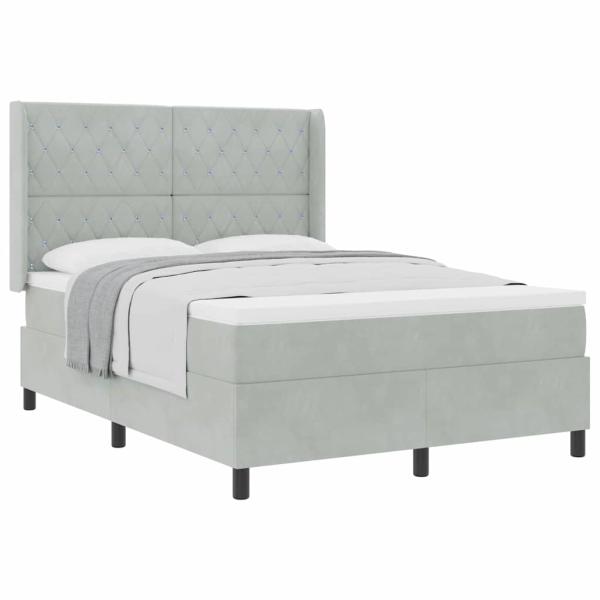 Boxspringbett mit Matratze Hellgrau 140x190 cm Samt